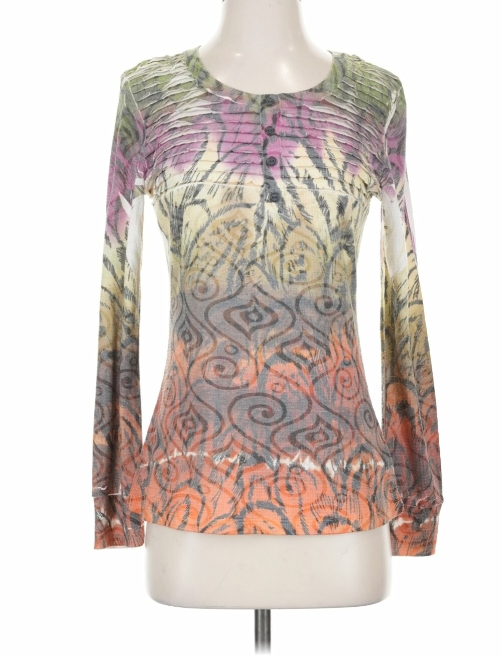 Cubism Multicolor Long Sleeve Blouse Top - Size Small - Picture 14 of 17